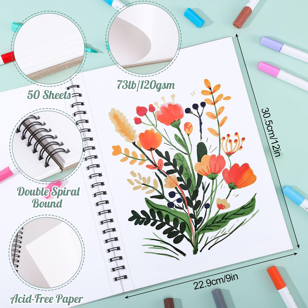 50 Sheets Marker Paper Pad, 7.6 × 7.6 in, 120gsm Alcohol Marker Paper