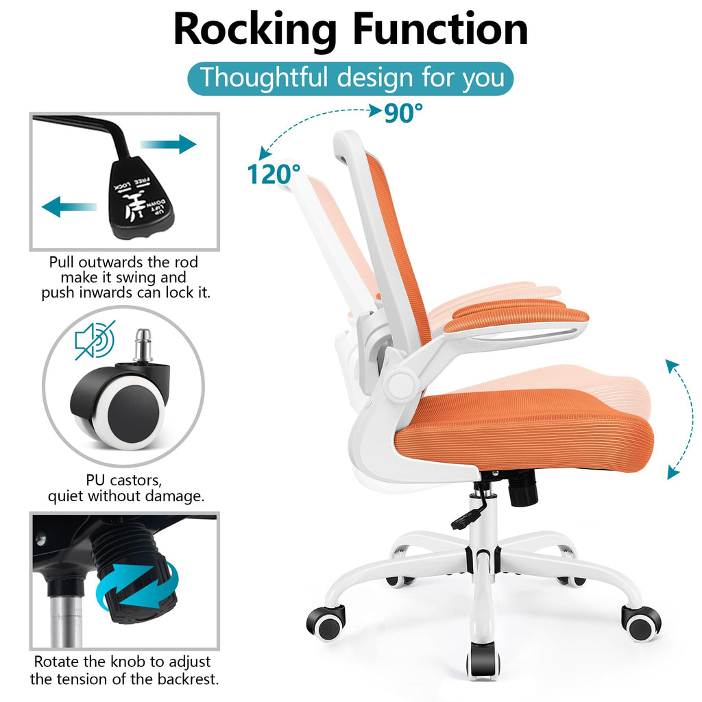 FelixKing Office Chair, Ergonomic Desk Chair Breathable Mesh Chairs Adjustable High Back Lumbar Support Flip-up Armrests, Executive Rolling Swivel Comfy Computer Chairs Home Office Black