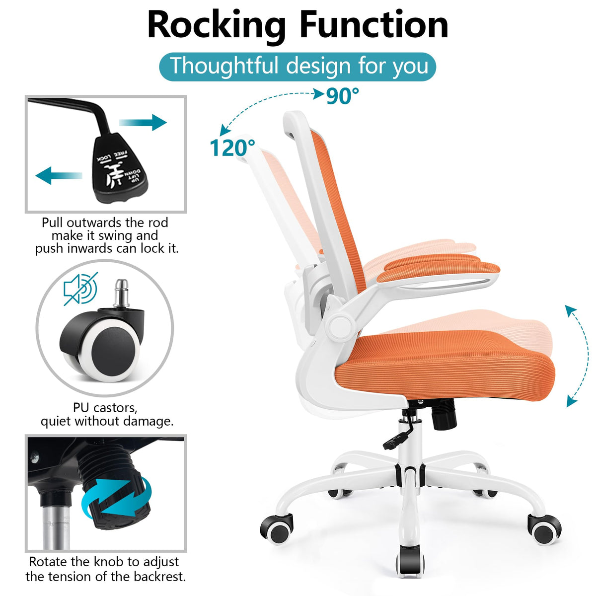 FelixKing Office Chair, Ergonomic Desk Chair Breathable Mesh Chairs Adjustable High Back Lumbar Support Flip-up Armrests, Executive Rolling Swivel Comfy Computer Chairs Home Office Black