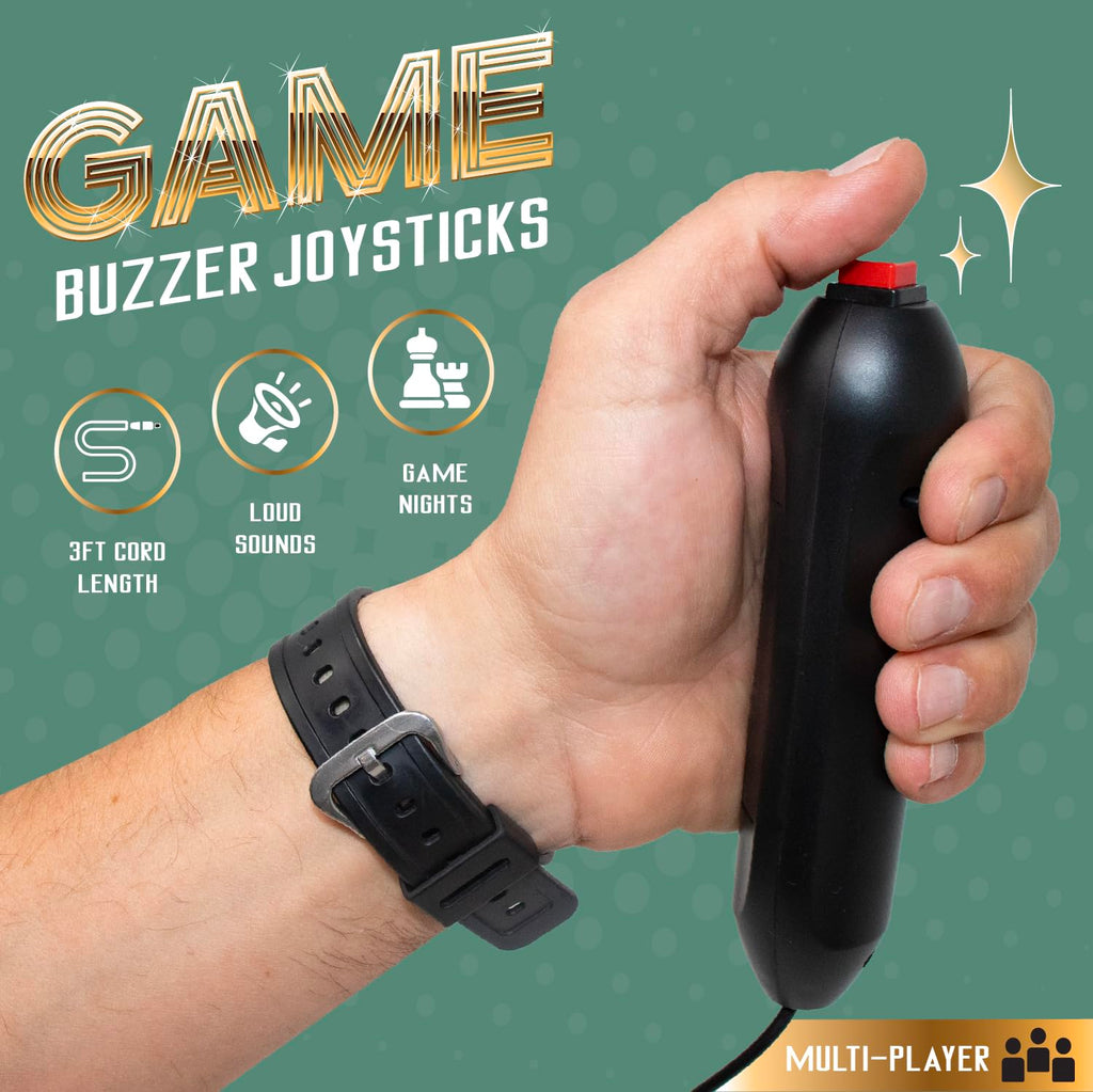 Digital Energy Handheld Game System - Console Displays First Buzz-in - Great for Jeopardy, Family Feud, Trivia and Buzzer Games - Console with 4 Joystick Buzzers