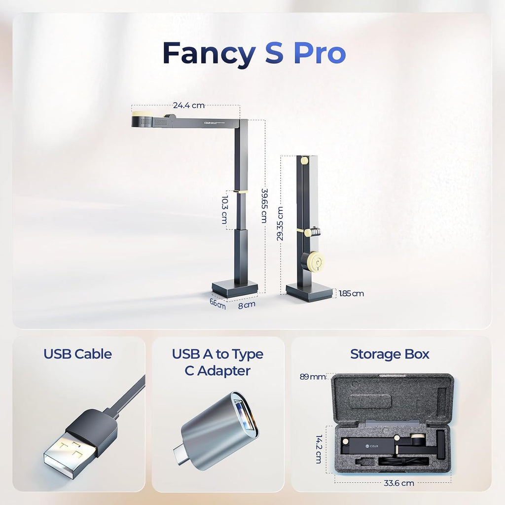 CZUR Fancy S Pro 12MP USB Document Camera - Black