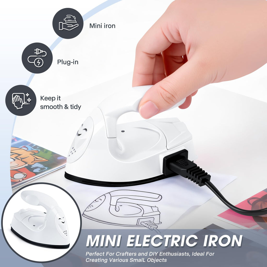 Mini Heat Press Portable Craft Iron For Fuse Beads, Black