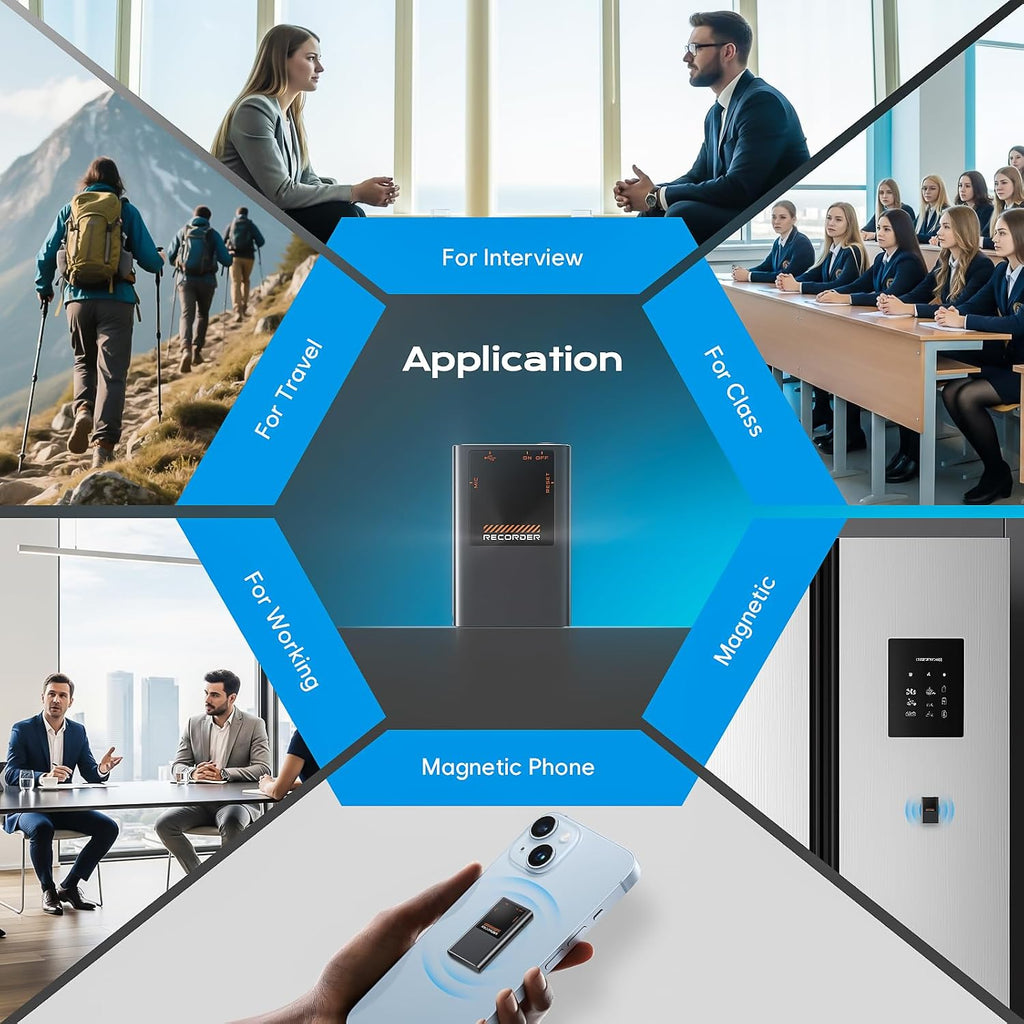 72GB(8400H) Magnetic Voice Recorder, Voice Activation & AI Noise Reduction