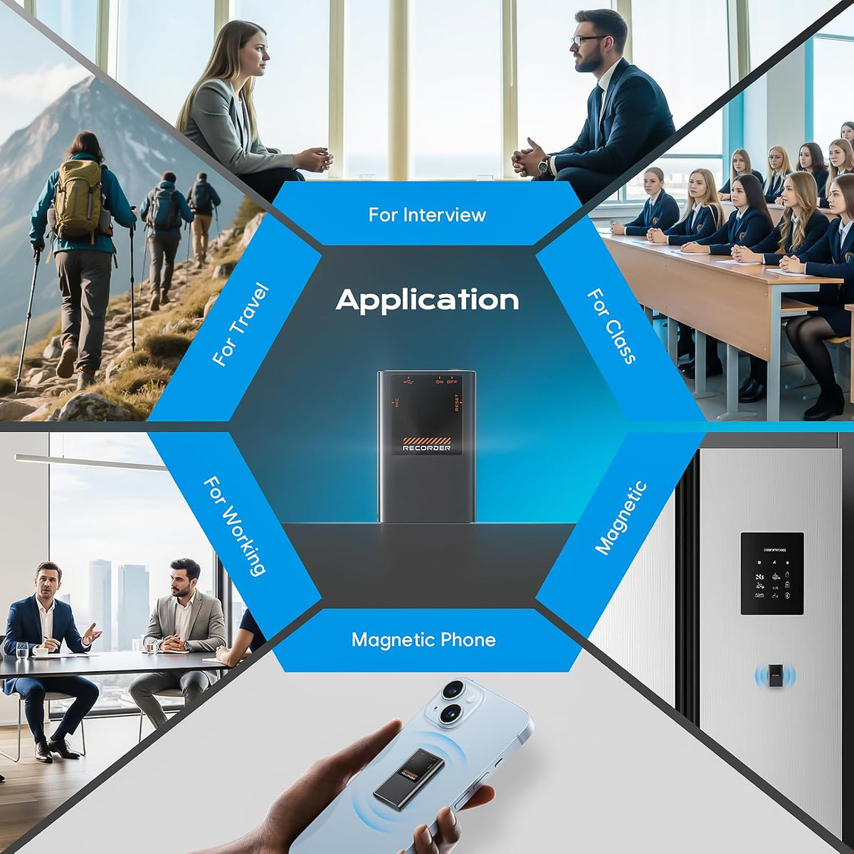 72GB(8400H) Magnetic Voice Recorder, Voice Activation & AI Noise Reduction