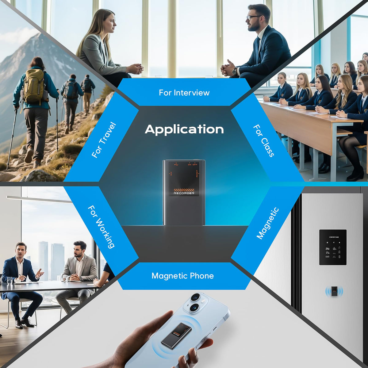 72GB(8400H) Magnetic Voice Recorder, Voice Activation & AI Noise Reduction