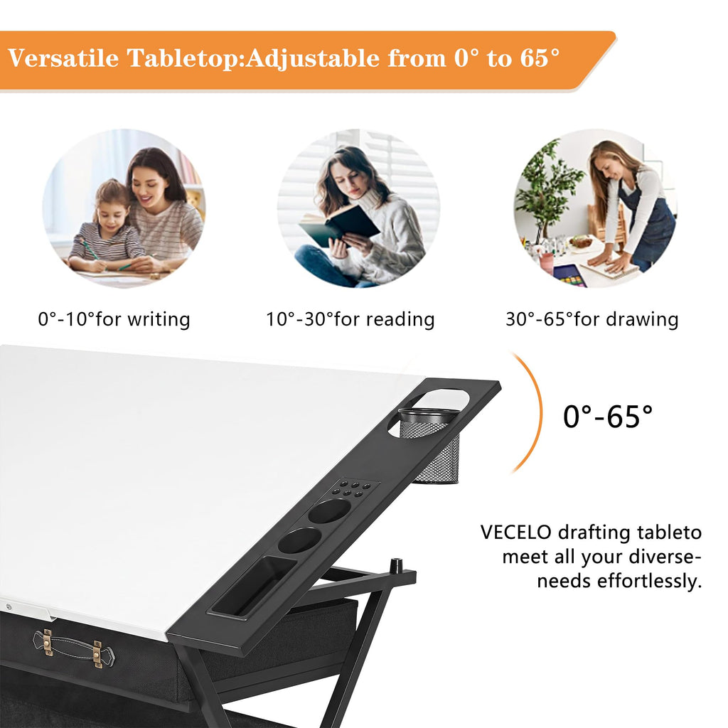 VECELO Adjustable Drafting and Art Desk with Stool