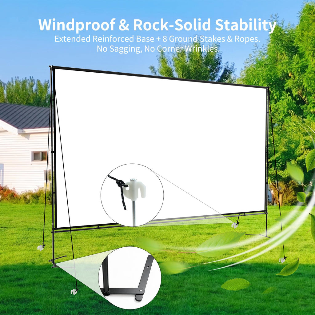 Outdoor Projector Screen with Stand, Portable 16:9, 120-inch
