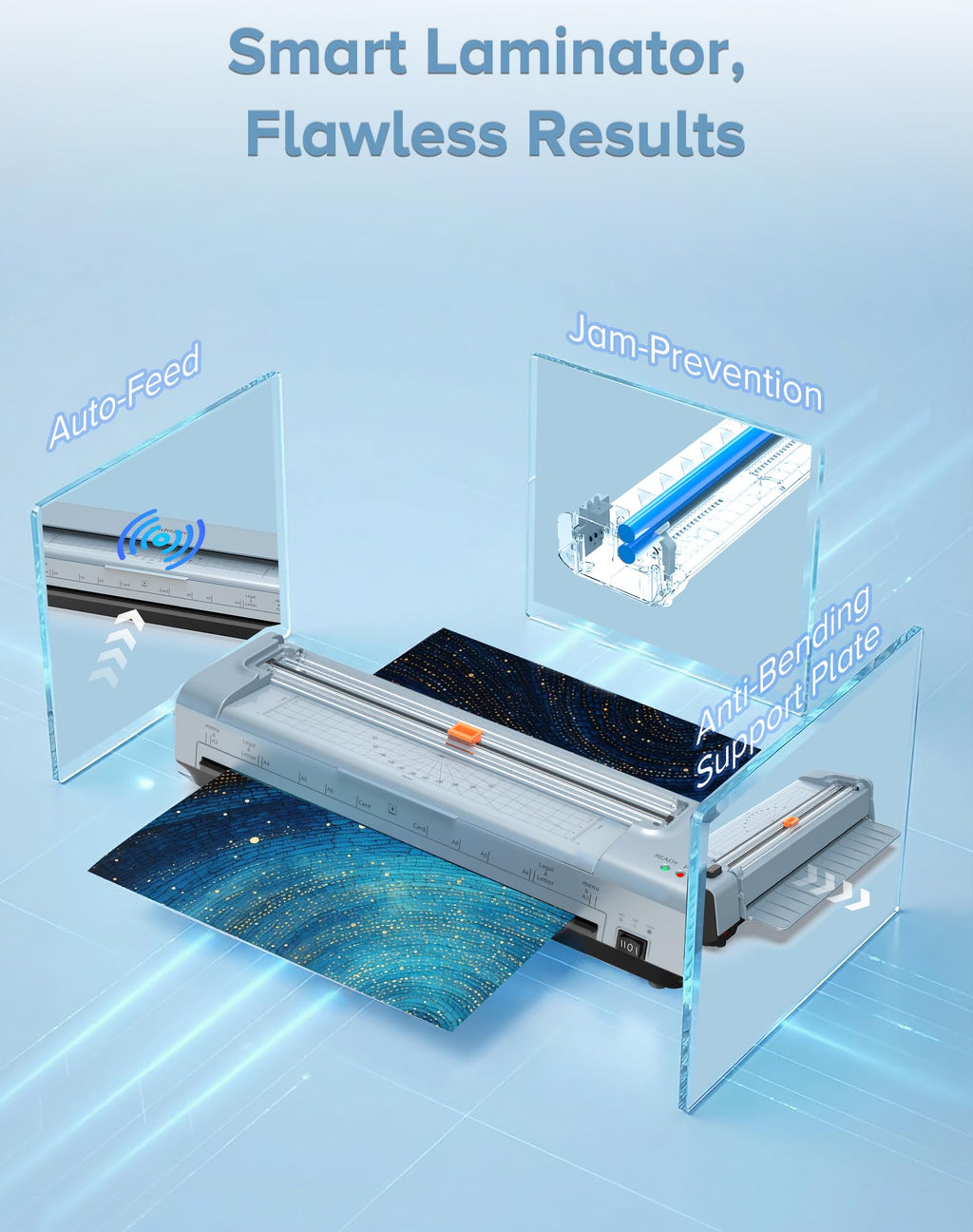 Laminator Machine 13 Inch, Mica Heating Dual Roller for Professional Lamination, 11x17 Personal Laminator with Laminating Pouches for Teachers, Hot & Cold Thermal Laminate for Home, Office