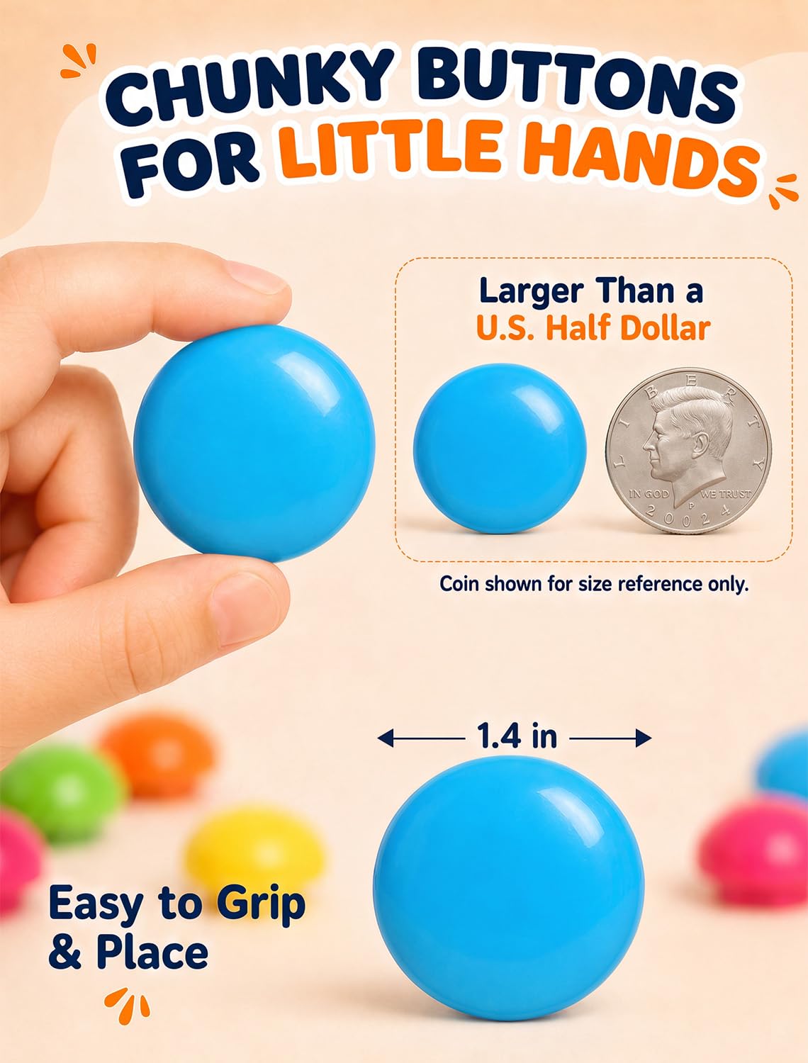 Button Art Toys for Toddlers Ages 3+, Mosaic Peg Board