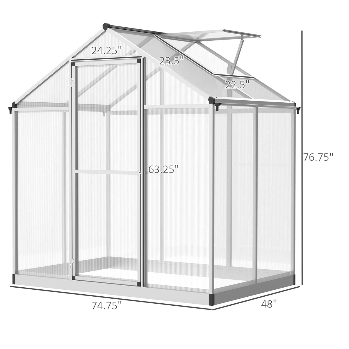 Outsunny Polycarbonate Greenhouse, Up to 60 Sq Ft (4 ft × 6 ft to 10 ft × 6 ft)