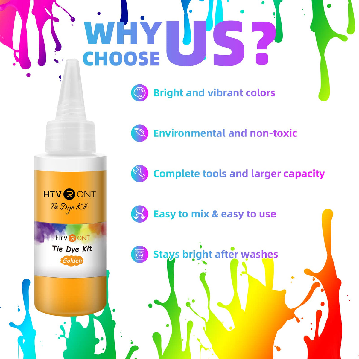 HTVRONT Tie Dye Kit, 32 Vibrant Vivid Permanent Colors, Just Add Water