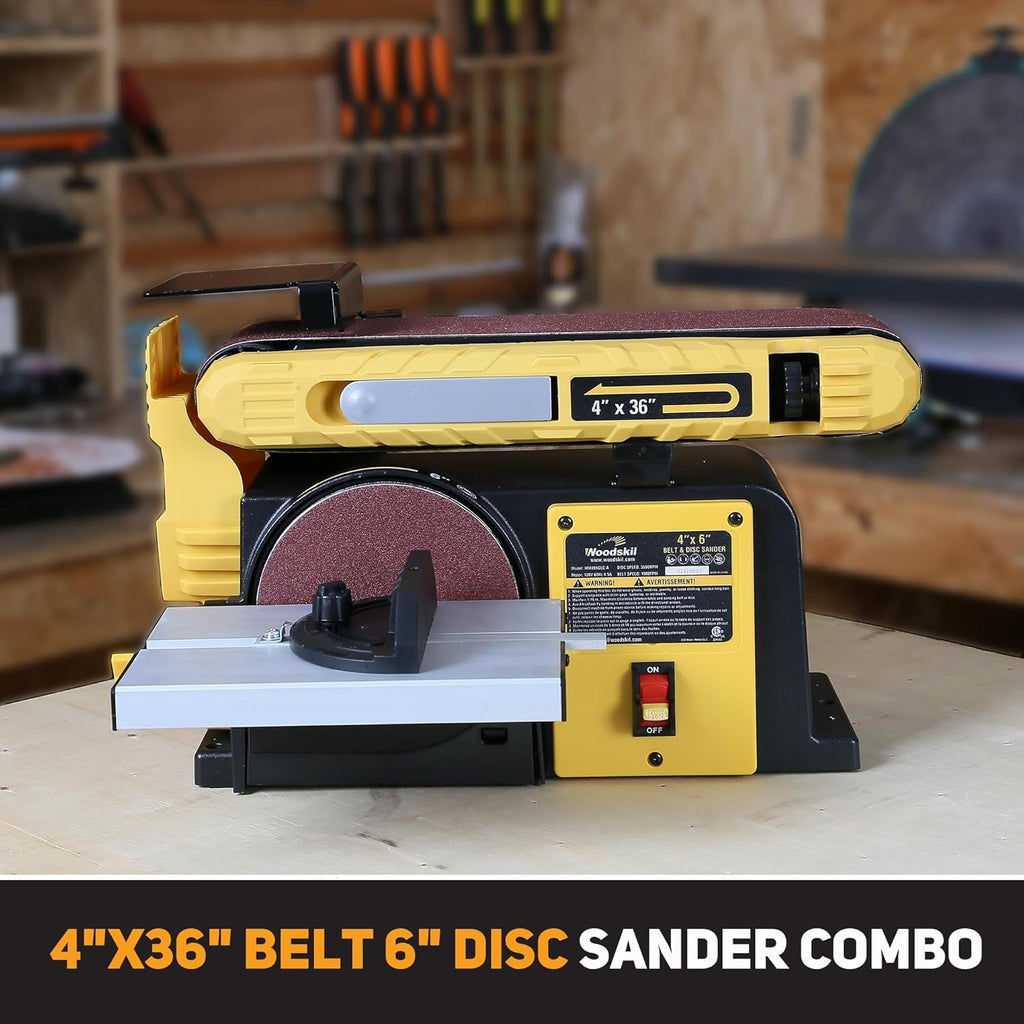 Woodskil 4.3A Belt Disc Sander Combo for Woodworking,4x36" Belt,6" Disc