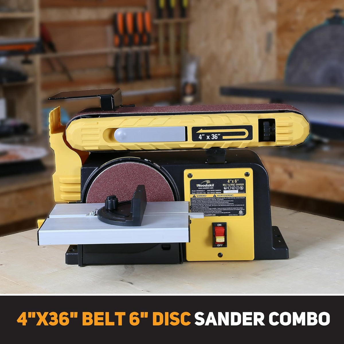 Woodskil 4.3A Belt Disc Sander Combo for Woodworking,4x36" Belt,6" Disc