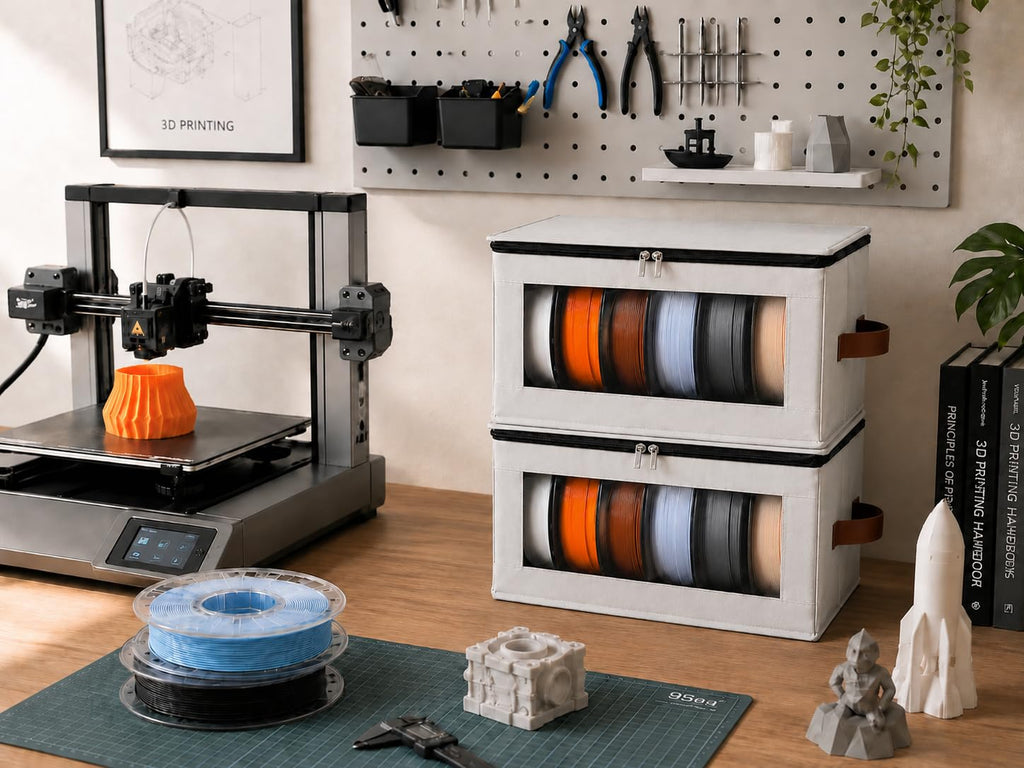Qozary Filament Storage Box, 4 Pack Filament Container for 3D Printing
