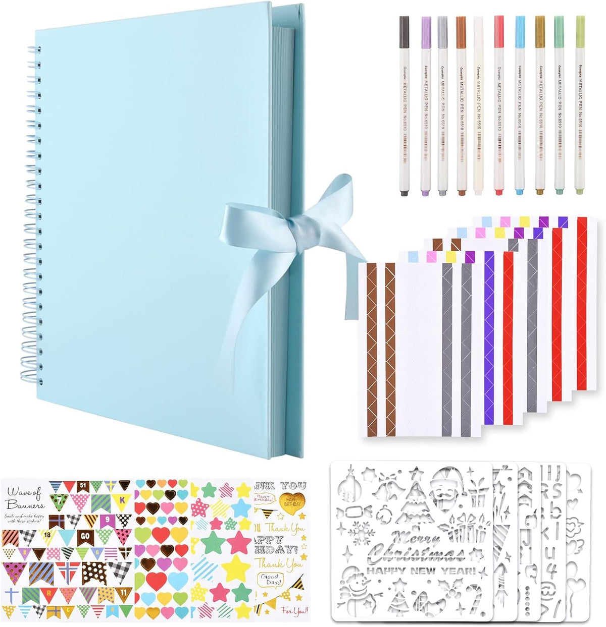 GOTIDEAL: Scrapbook Album with Metallic Markers & Photo Corners (Multiple Sizes & Colors)