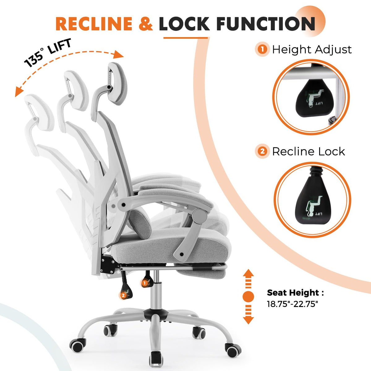 Sweetcrispy Ergonomic Office Desk Chair, Swivel Computer Chair