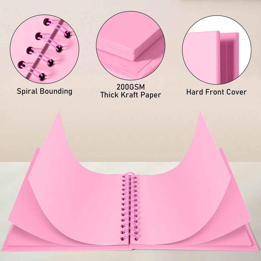 Gotideal 80 Pages Scrapbook Album with 10 Metallic Markers, Black