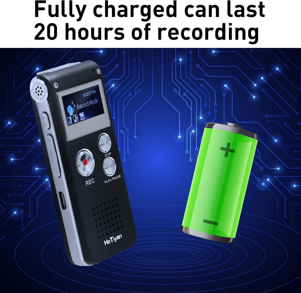 Digital Voice Recorders 8GB Audio Recorder Voice Activated Recorder for Lectures, Meetings, Interviews Recording Device with Microphone USB Cable, MP3 Player (8GB