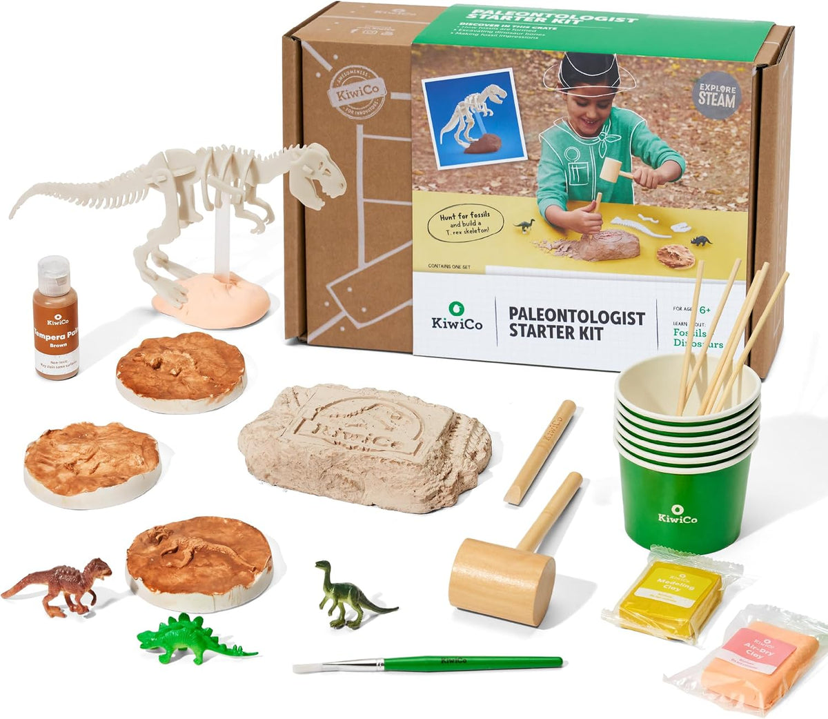 KiwiCo Dinosaur Fossil Dig Kit - Paleontology Science Skeleton Toy, Ages 6+