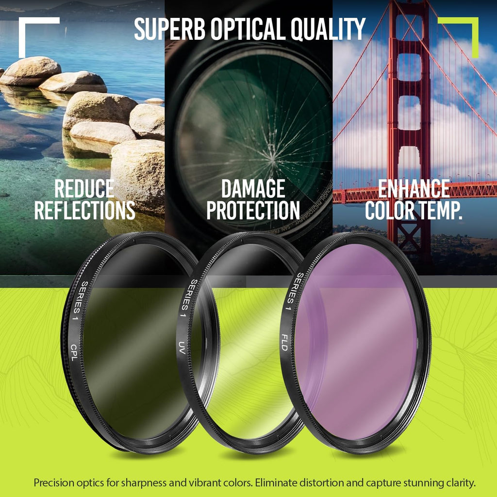 Ultra Deluxe Lens Kit for Canon Rebel T3, T5, T5i, T6, T6i, T7, T7i, EOS 80D, EOS 77D Cameras with Canon EF-S 18-55mm is II Lens - Includes: 7pc 58mm Filter Set + 58mm Wide Angle and Telephoto Lens