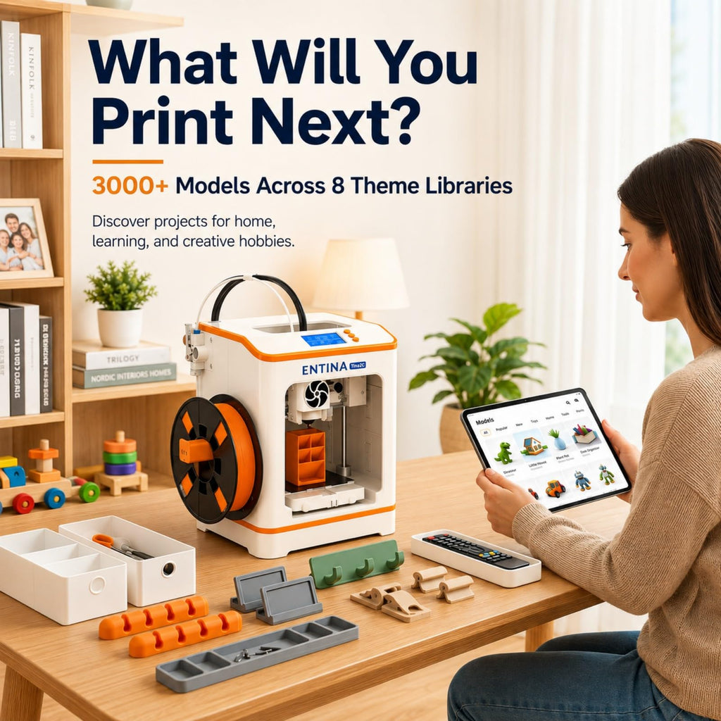 Entina Tina2C 3D Printer for Beginners, Fully Assembled Starter Mini 3D Printer, Start in 8 Mins, App & WiFi Control, Auto Leveling, 3500+ Model Library, 25+ Creative DIY Modules for STEM, Home