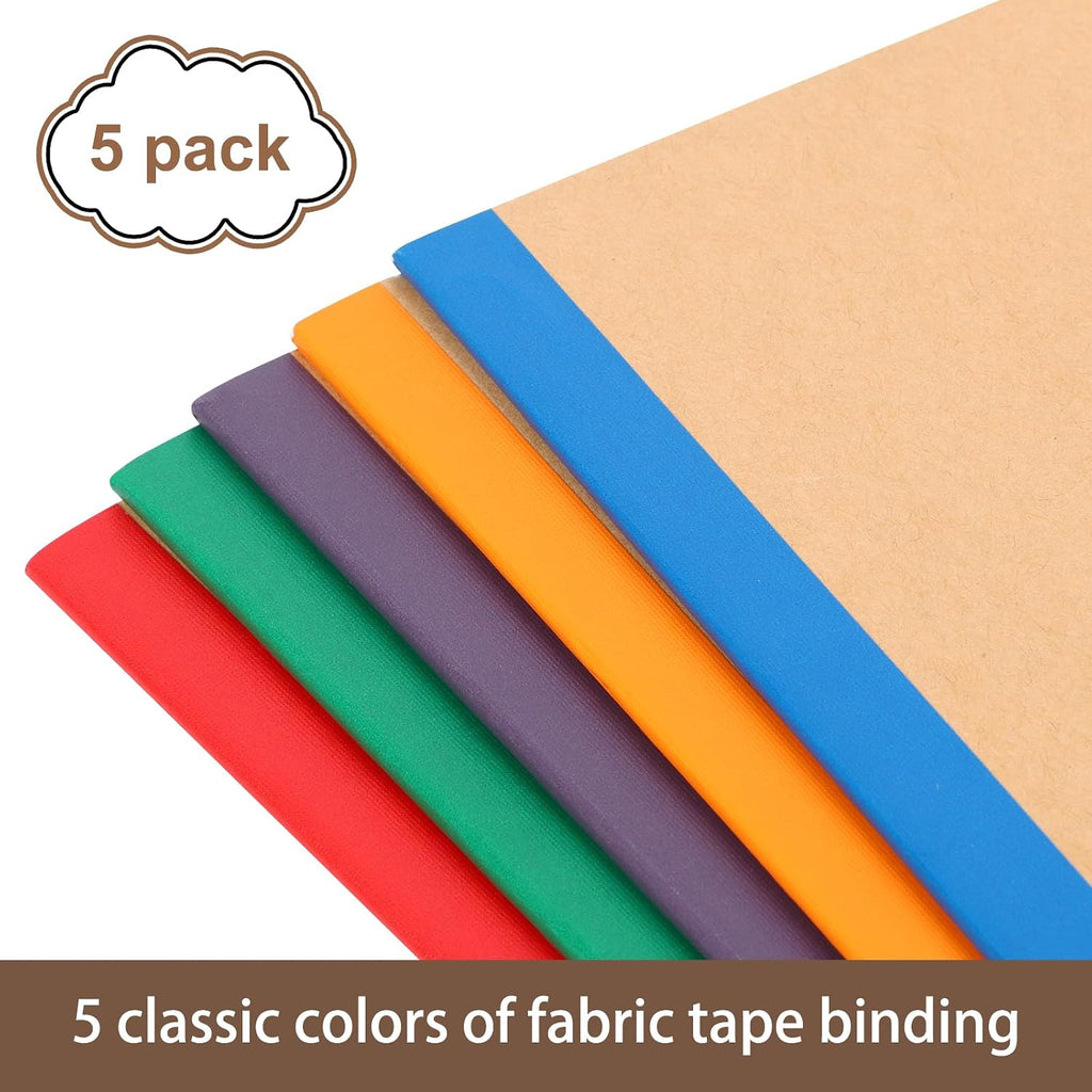 EOOUT 5 Pack A5 Composition Notebook, Kraft Lined Journal Bulk with Rainbow Spine, 5 Colors, 60 Pages for Women Girls Kids, School Office Supplies
