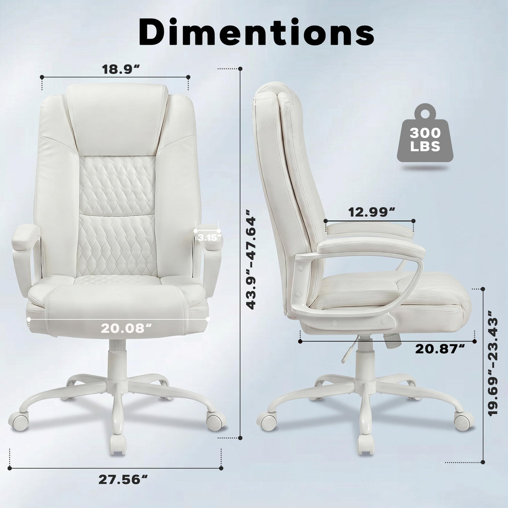 Office Chair, High Back Ergonomic Home Office Desk Chairs with Lumbar Support, Adjustable Big and Tall Computer Chair, 360° Swivel, PU Leather, Brown