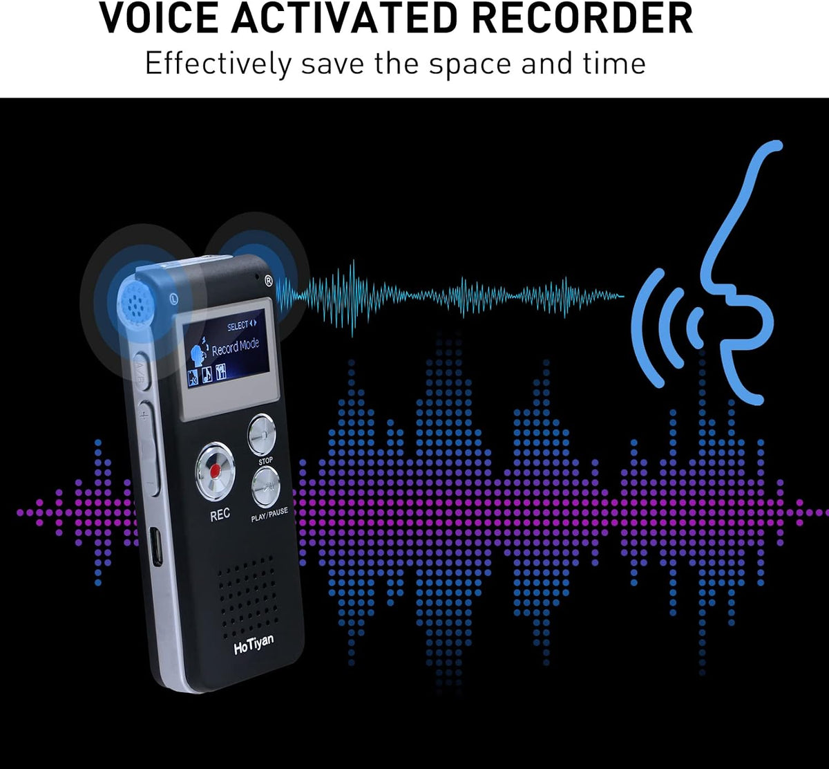 Digital Voice Recorders 8GB Audio Recorder Voice Activated Recorder for Lectures, Meetings, Interviews Recording Device with Microphone USB Cable, MP3 Player (8GB