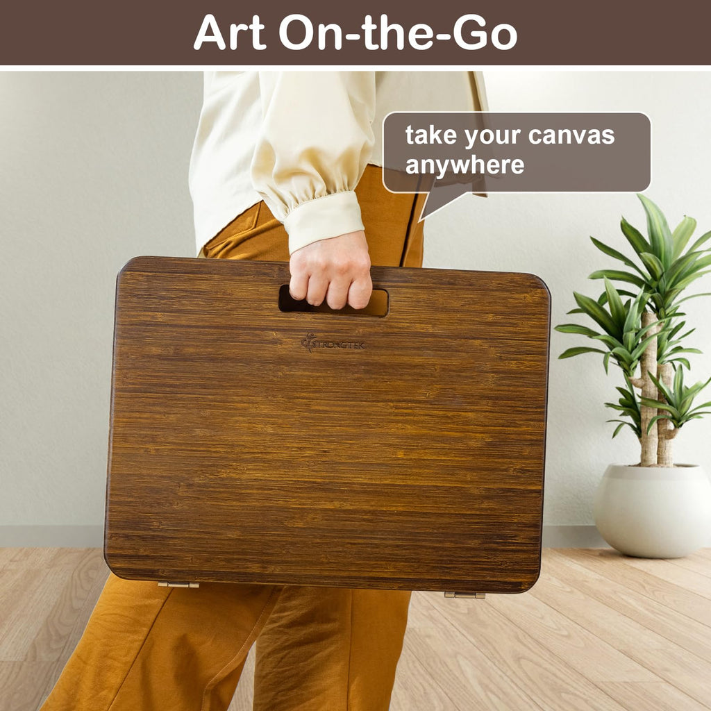 StrongTek Bamboo Tabletop Easel, 6-Angle Drawing Board for Desk and Lap