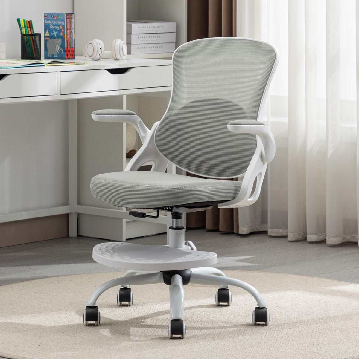 Kids Desk Chair,Ergonomic Study Chair with Adjustable Height,Swivel Mesh Desk Chair with Wheels,Home Office Chair for Children in Home Bedroom Blue