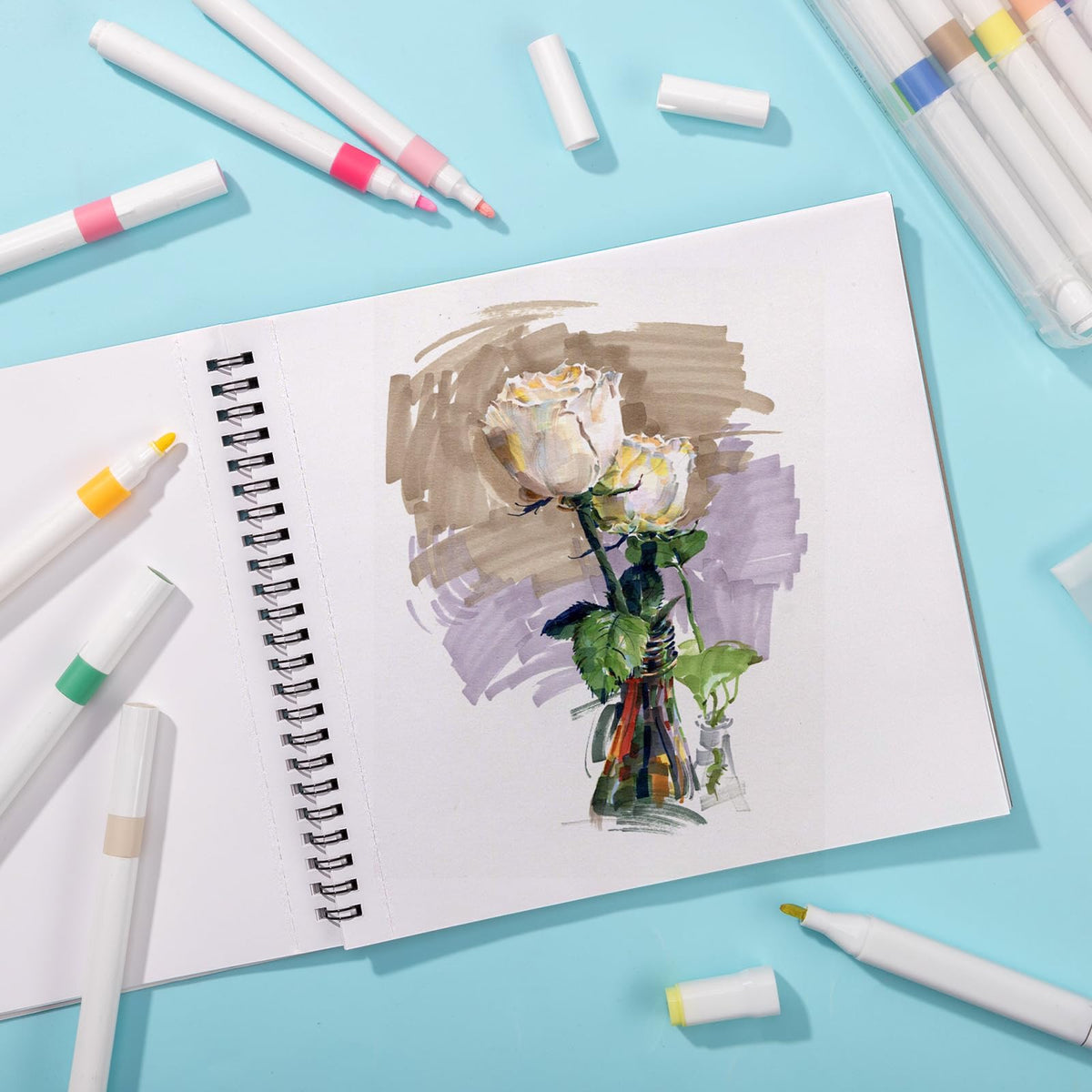 50 Sheets Marker Paper Pad, 7.6 × 7.6 in, 120gsm Alcohol Marker Paper