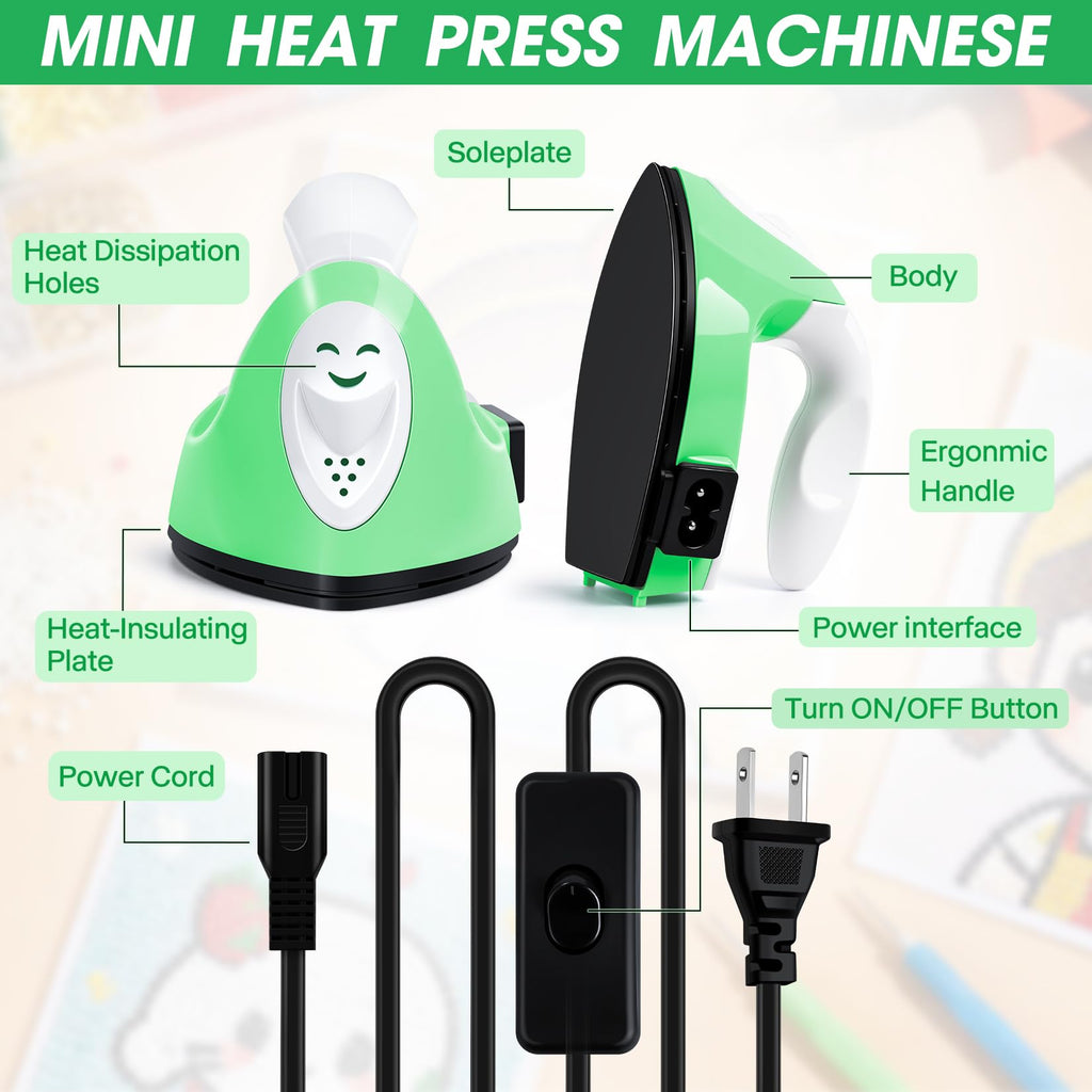 Mini Heat Press Portable Craft Iron For Fuse Beads, Black