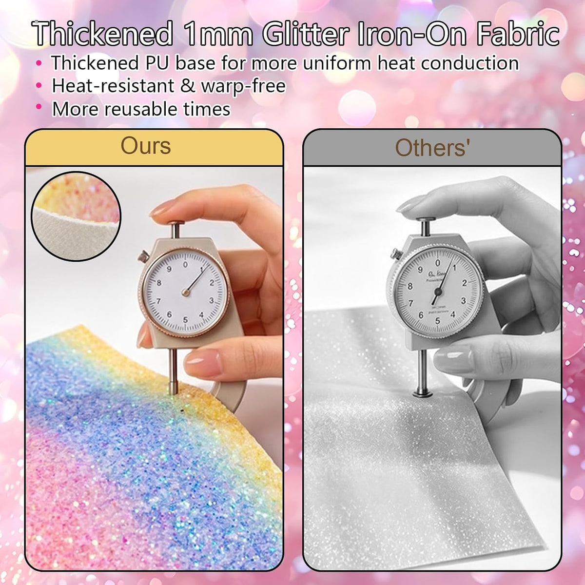 6 Sheets Rainbow Glitter Iron Paper for Perler Beads 7.8x6 Inch