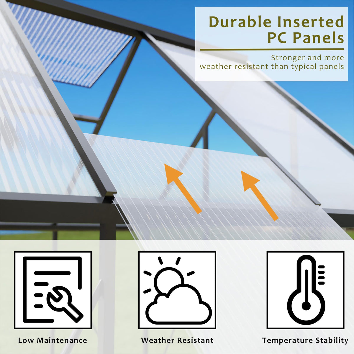 Exroo Aluminum Polycarbonate Walk-In Greenhouse (Multiple Sizes)