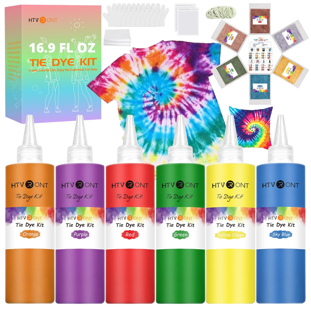 HTVRONT Tie Dye Kit, 32 Vibrant Vivid Permanent Colors, Just Add Water