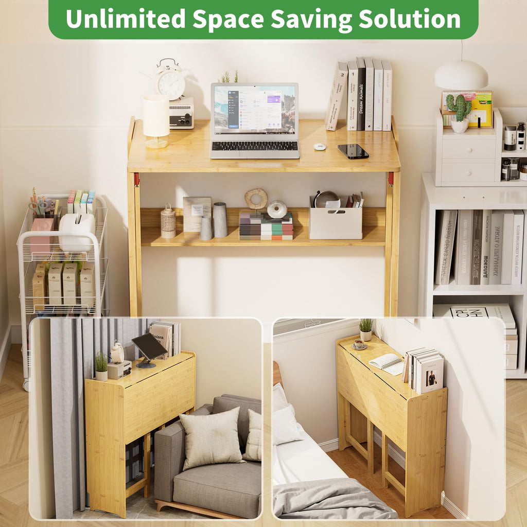 Dezyfurni Bamboo Folding Student Desk with Storage