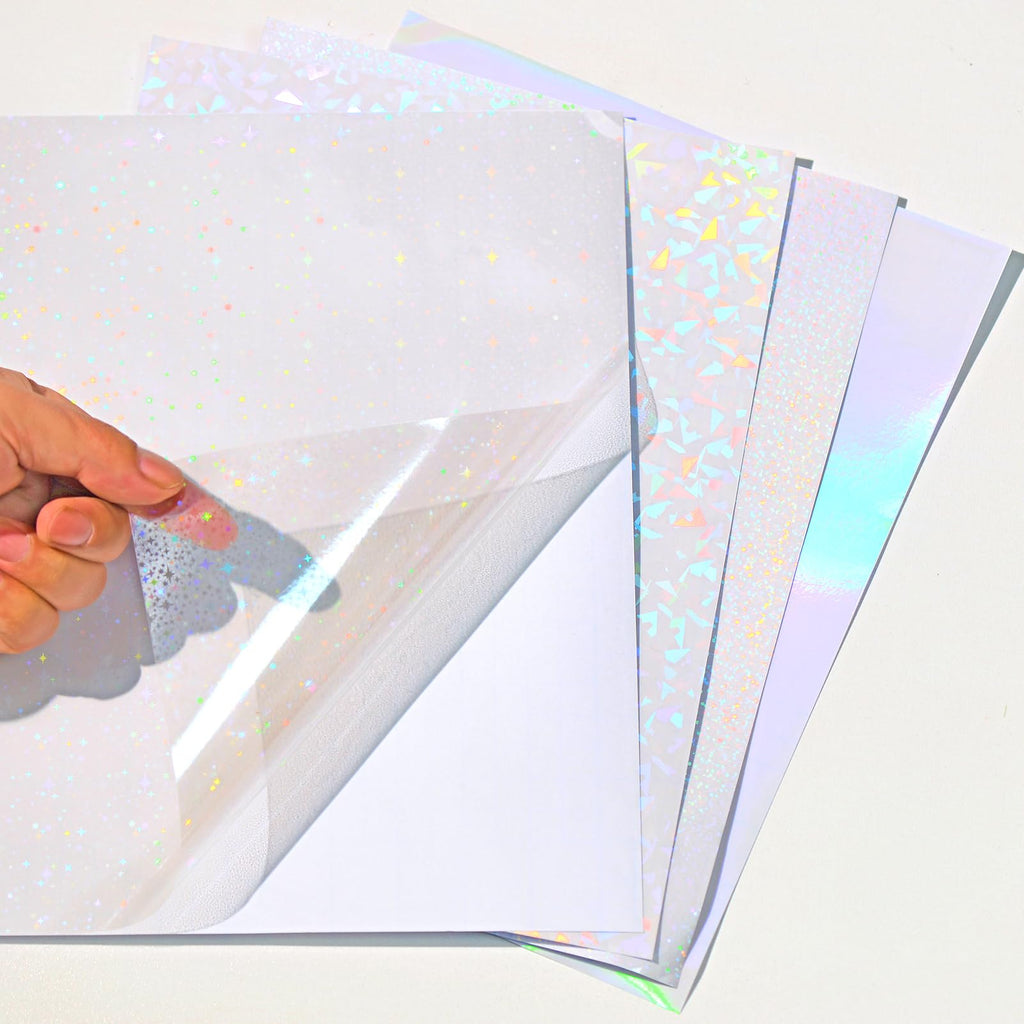 36 Sheets Holographic Laminating Sheets Clear Self Adhesive Sticker Paper