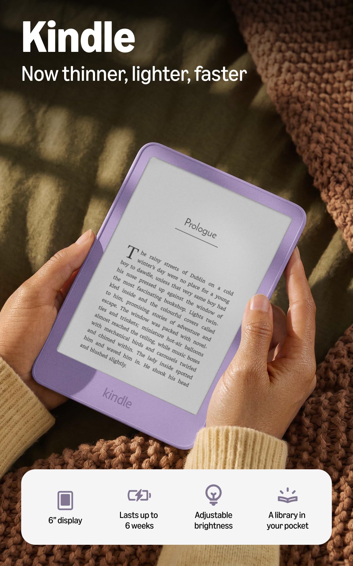 Amazon Kindle 32GB (all-new), Thinner, new aluminum design, 6" display, Without Lockscreen Ads, Alpine Sky Aluminum