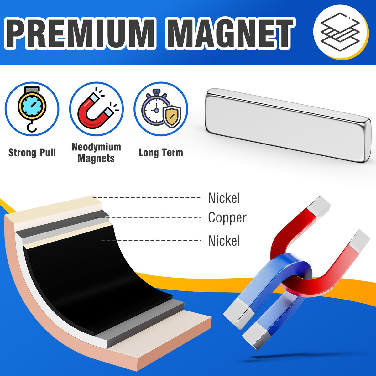 100 Pack Small Neodymium Magnets, Strong Bar Magnets, 10 x 5 x 2mm