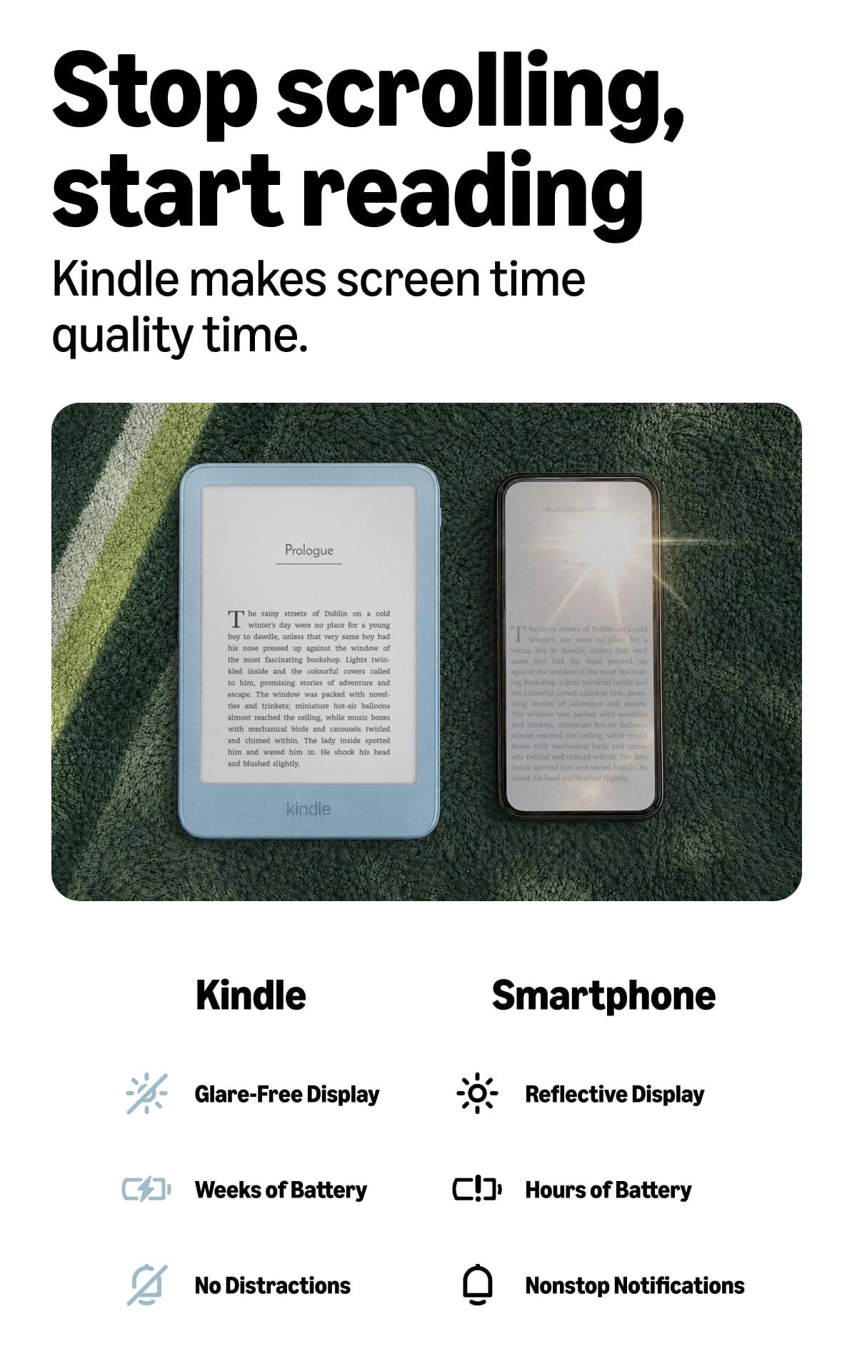 Amazon Kindle 32GB (all-new), Thinner, new aluminum design, 6" display, Without Lockscreen Ads, Alpine Sky Aluminum