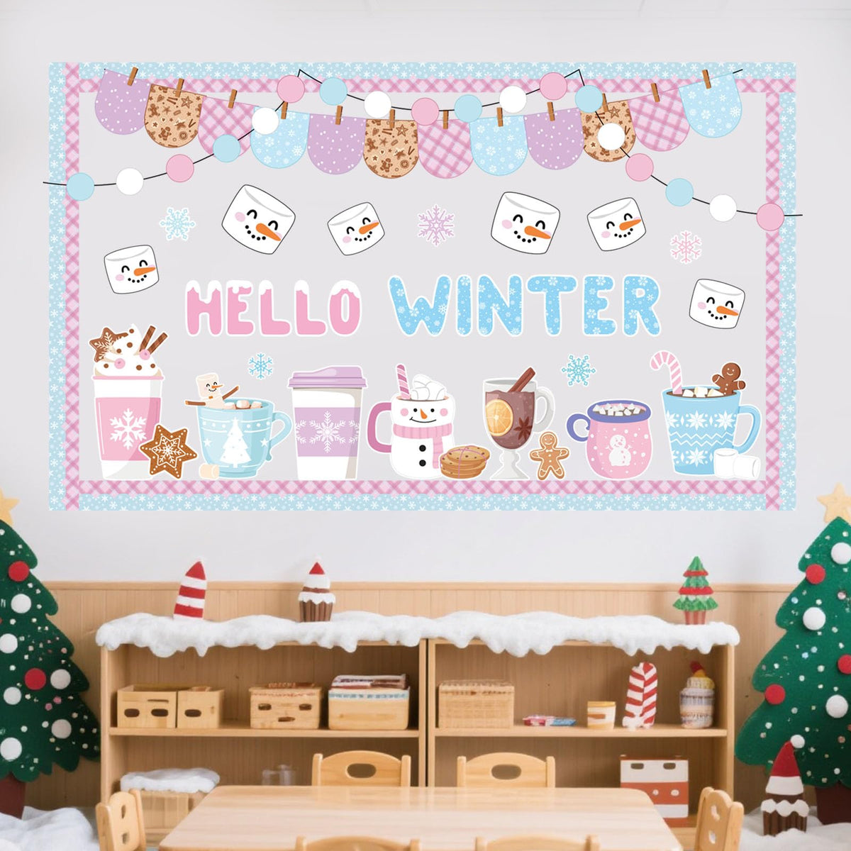 Funrous 71 Pcs Winter Bulletin Board Set Holidays Around The World