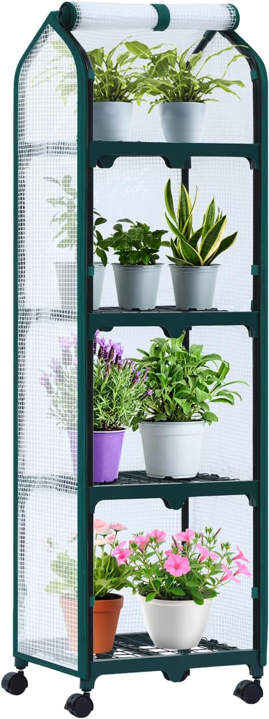 Ohuhu Portable Greenhouse with 4 Shelves (Mini & Large Sizes)