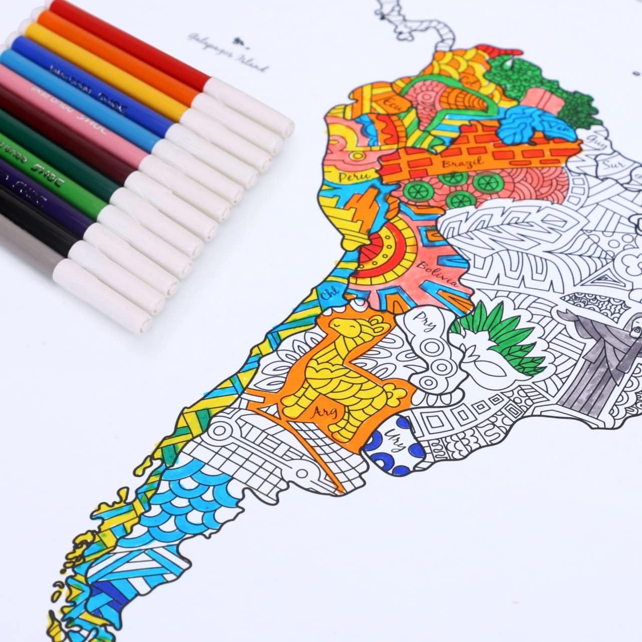 UnikPlay: Colouring World Map Geography Wall Poster — Trivia & Cultural Art (Ages 8+)