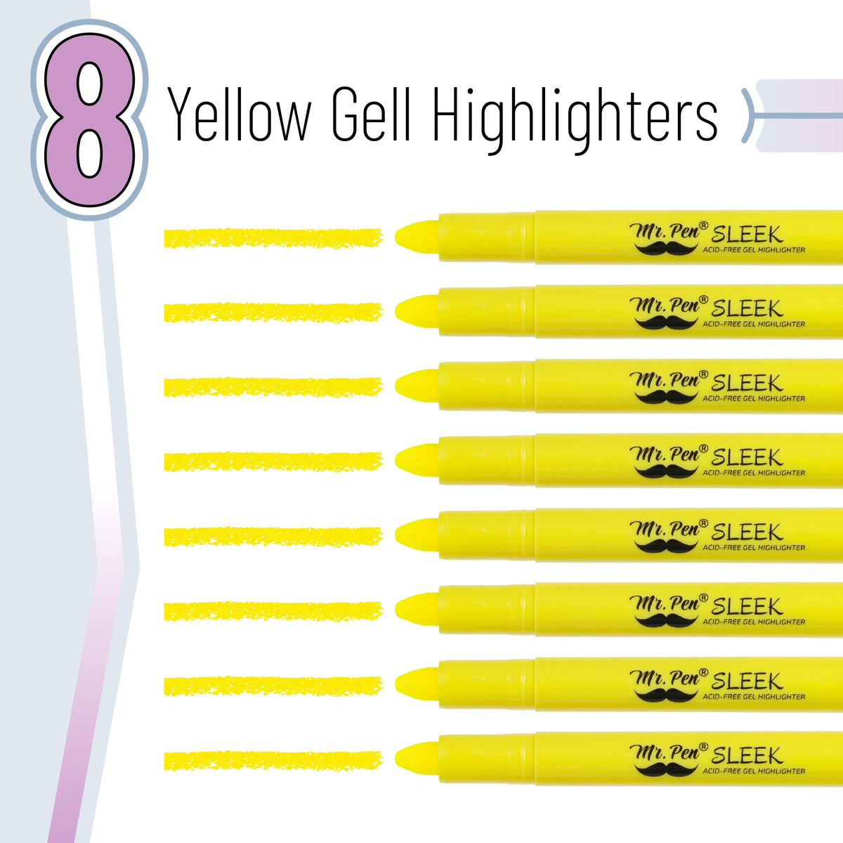 Mr. Pen- No Bleed Gel Highlighters, Vibrant Colors, 8 Pack