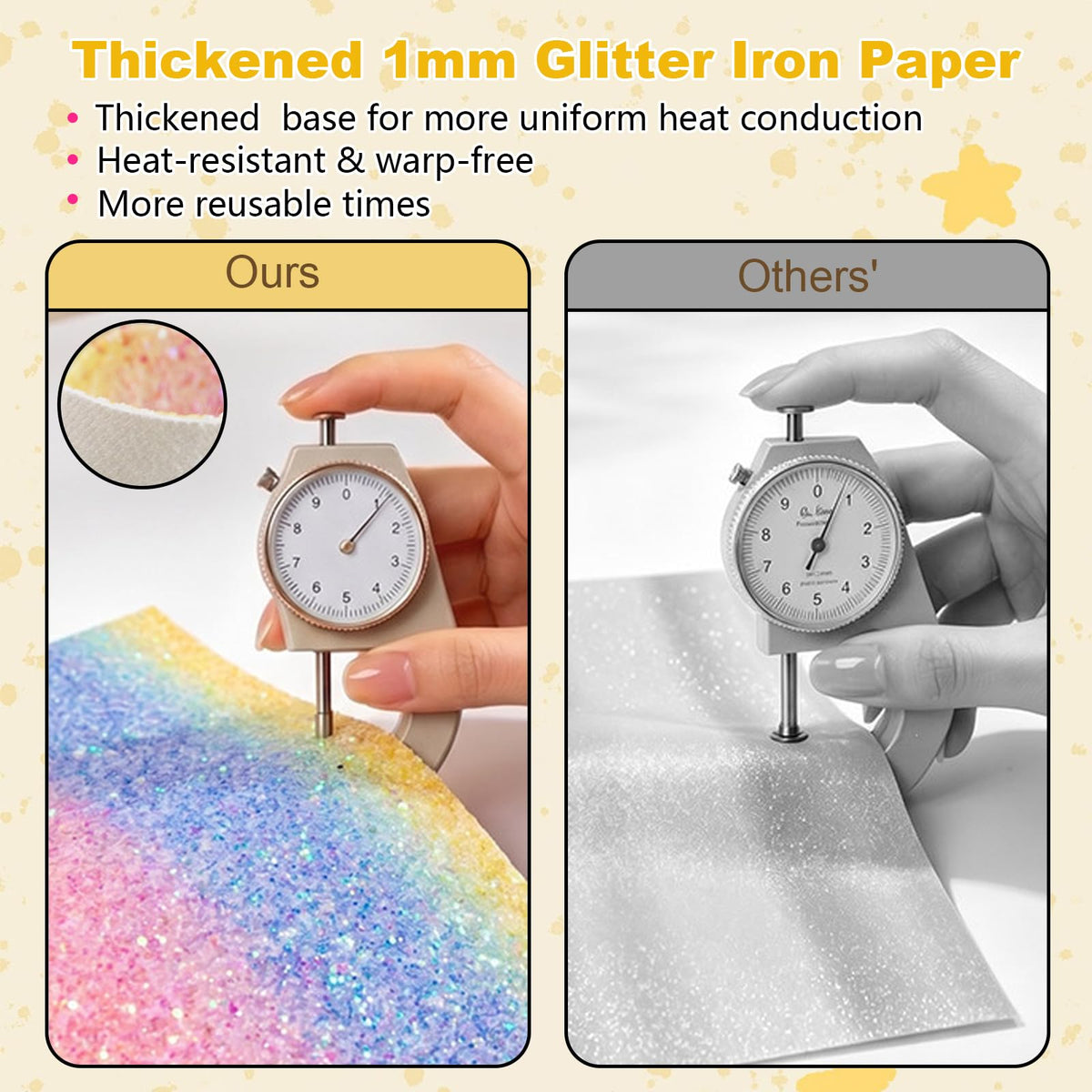 6 Sheets Rainbow Glitter Iron Paper for Perler Beads 7.8x6 Inch