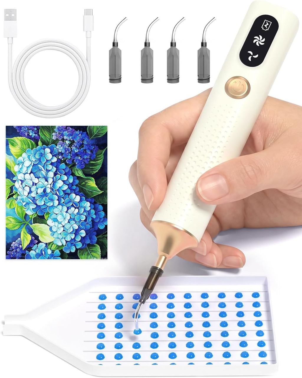 Electric Diamond Art Pen with Tips,Wireless & Quiet Diamond Painting Pen