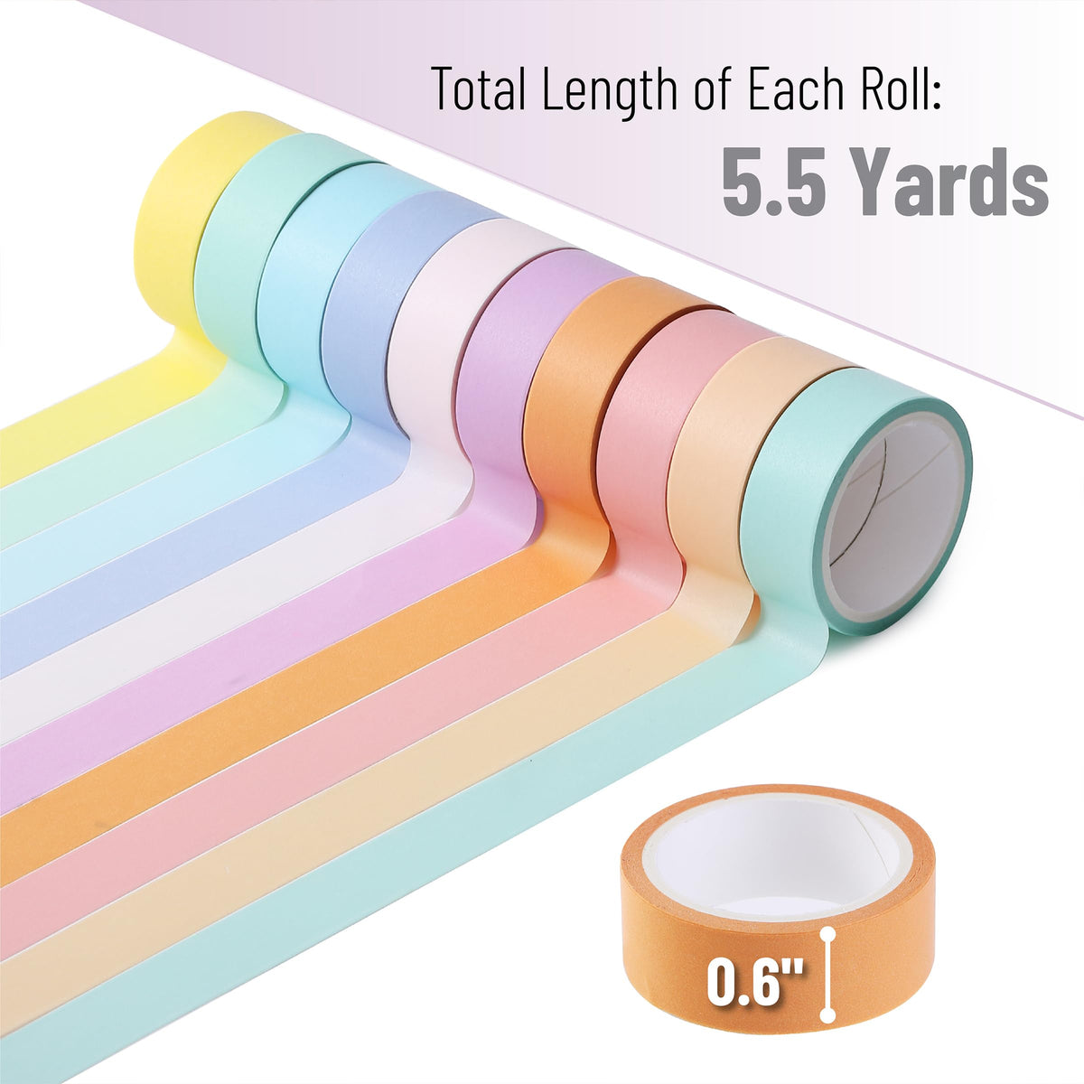 Mr. Pen- Washi Tape Set, 10 Rolls, 5.5 Yards/Roll
