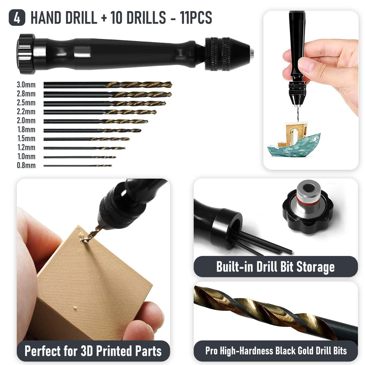 3D Printer Tools Kit, Quality 3D Printing Tool Kit for Model Finishing/Deburring/Drilling, 3D Printer Accessories for All FDM/SLA Printers Removing Support, Cutting Filament, Cleaning Nozzle