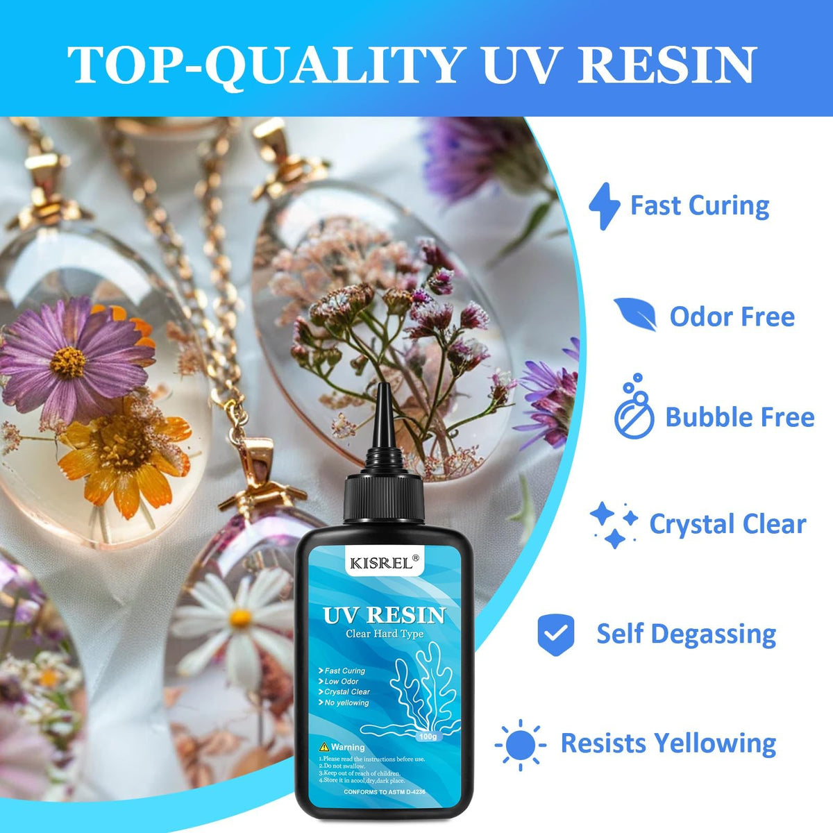 KISREL 400g UV Resin Kit with Light and Molds, Crystal Clear Resin Kit