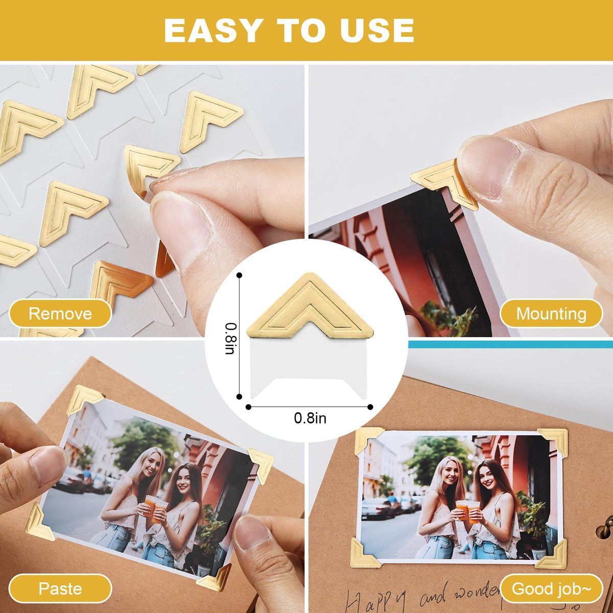 360 Pcs Photo Corners Self Adhesive, Scrapbooking Photo Mounting Corners, Black Photo Mounting Corners for DIY Scrapbook, Photo Album, Memory Books, Picture Frames by CHIALLCO